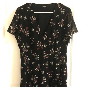 Madewell Black Posy Floral Ruffle Dress